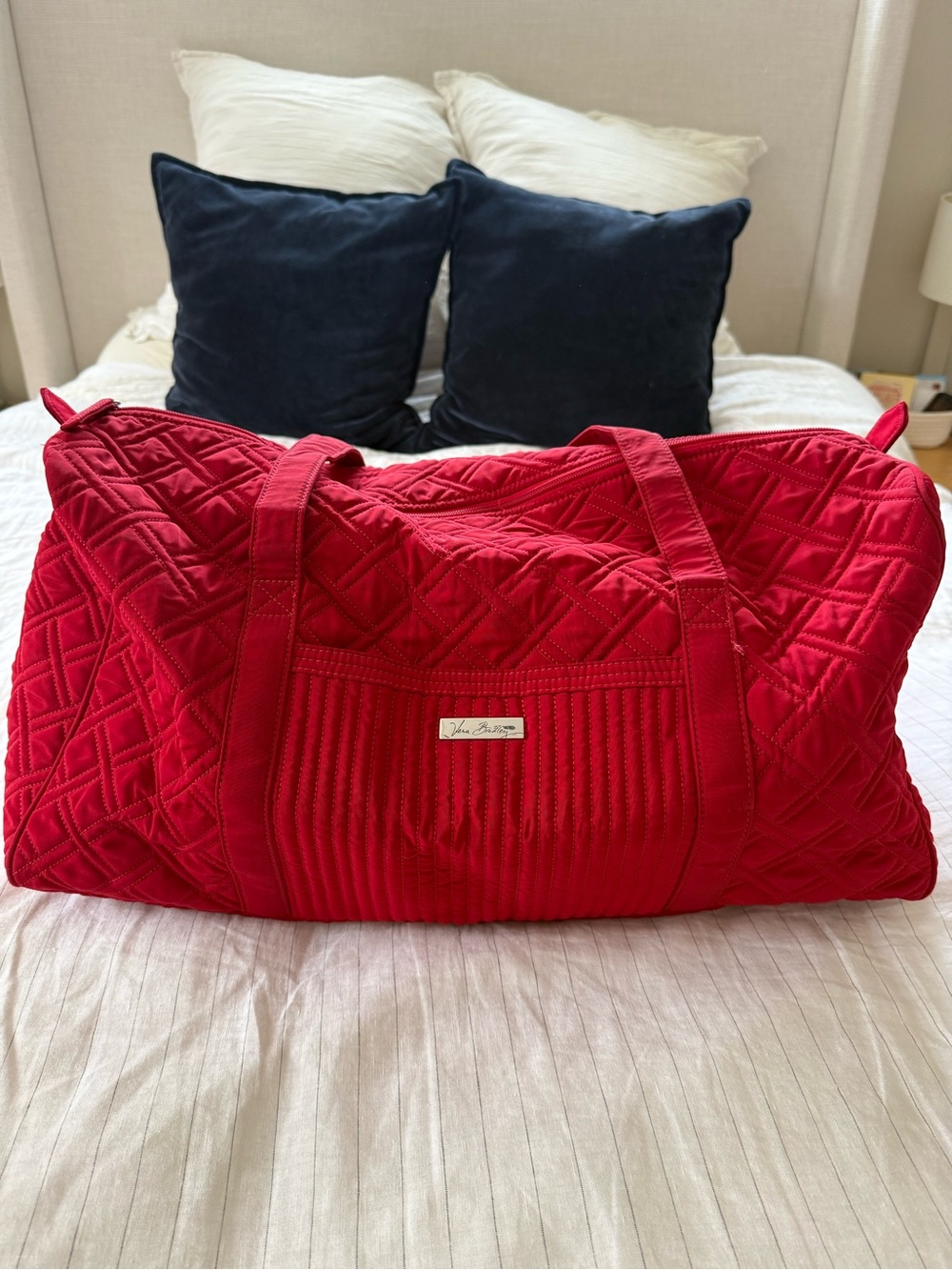 Vera Bradley Bright Red Quilted Travel Duffel